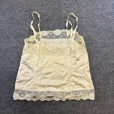 VTG Warners Camisole Cami Cream Satin Size 32 Lace Trim Slip Top Coquette