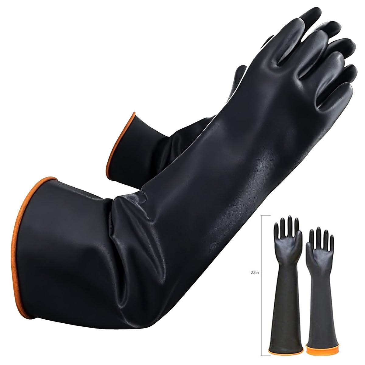 22"" Long Rubber Gloves Chemical Resistant Gloves Heavy Duty Rubber Gloves Cleani