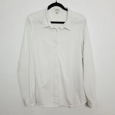 L.L. Bean Mens Button Front Shirt Size XL Reg Shrink Free White Long Sleeve FLAW