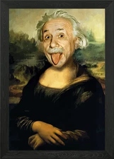 Einstein Mona Lisa Framed Wall Art Poster Canvas Print Picture