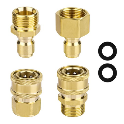 #ad NQEUEPN 4pcs M22 14mm to 1 4in Pressure Washer Adapter Set Power M gold $19.60
