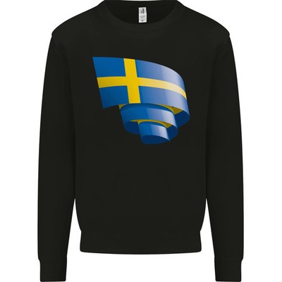 Curled Swedish Flag Sweden Day Football Herren Sweatshirt Pullover