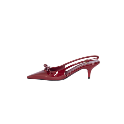miu miu 朱赤色 リボン付き パンプス MIU MIU Burgundy Leather Slingback Pumps with Bow Detail Size 39