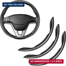 3pcs Carbon Fiber Anti-Skid Steering Wheel Cover, Waterproof Segmented Butterf
