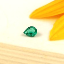 1.55 CT Lab Grown Colombian Emerald Rich Green Loose Gemstone Pear Cut 9x6 mm
