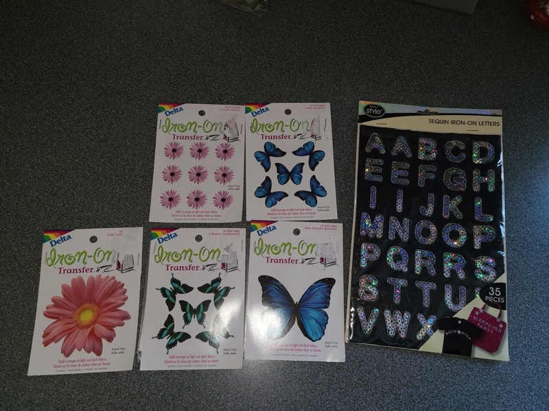Vintage Lot Of Iron-On Decals Butterflies  Flowers  And Letters
