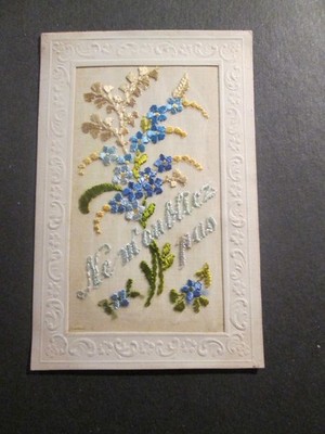 Antique Embroidered Postcard Don't Forget Me
