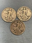 3 Walking Liberty Half Dollars 90% Silver Mixed Dates.