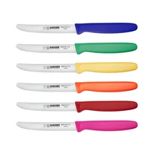 Giesser 1776 Germany Colorful Serrated Utility Kitchen Knife Set 6pc 4.5" Paring