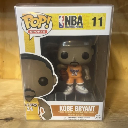 NBA FUNKO POP KOBE BRYANT YELLOW-GOLD JERSEY #11-GOOD CONDITION-POP PROTECTOR