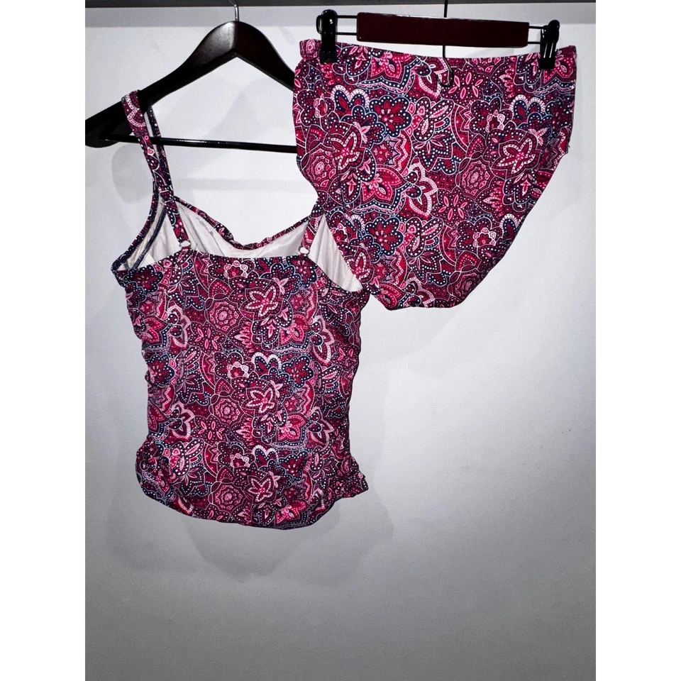 Talbots Tankini Traje de Baño Top Cintura Alta Bikini Control Abdomen Estampado Paisley Talla 16 Foto 2 de 4