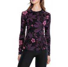 SmartWool Classic Thermal Base Layer Top Merino Wool Long Sleeve Purple Floral