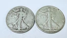 WALKING LIBERTY HALF DOLLAR LOT OF 2 - 90% SILVER CIRCULATED COINS #8676