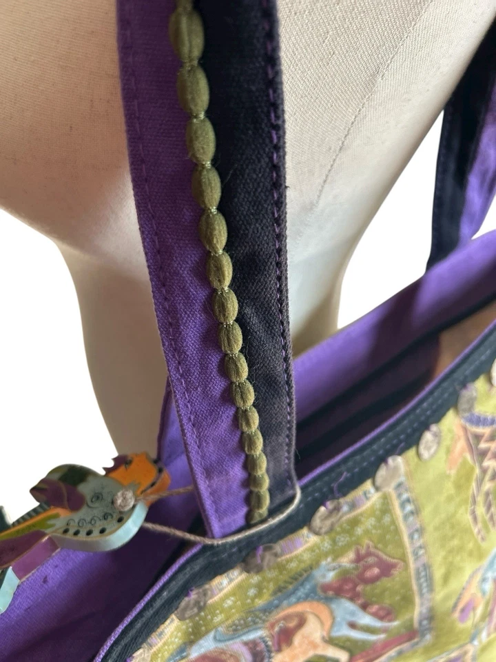 Bolso organizador Laurel Burch Wild Horses grande de lona de algodón 14x18 Foto 4 de 4