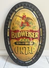Vintage 70s Budweiser King Of Beers St Louis On Tap Sign Poster Man Cave 3D Oval