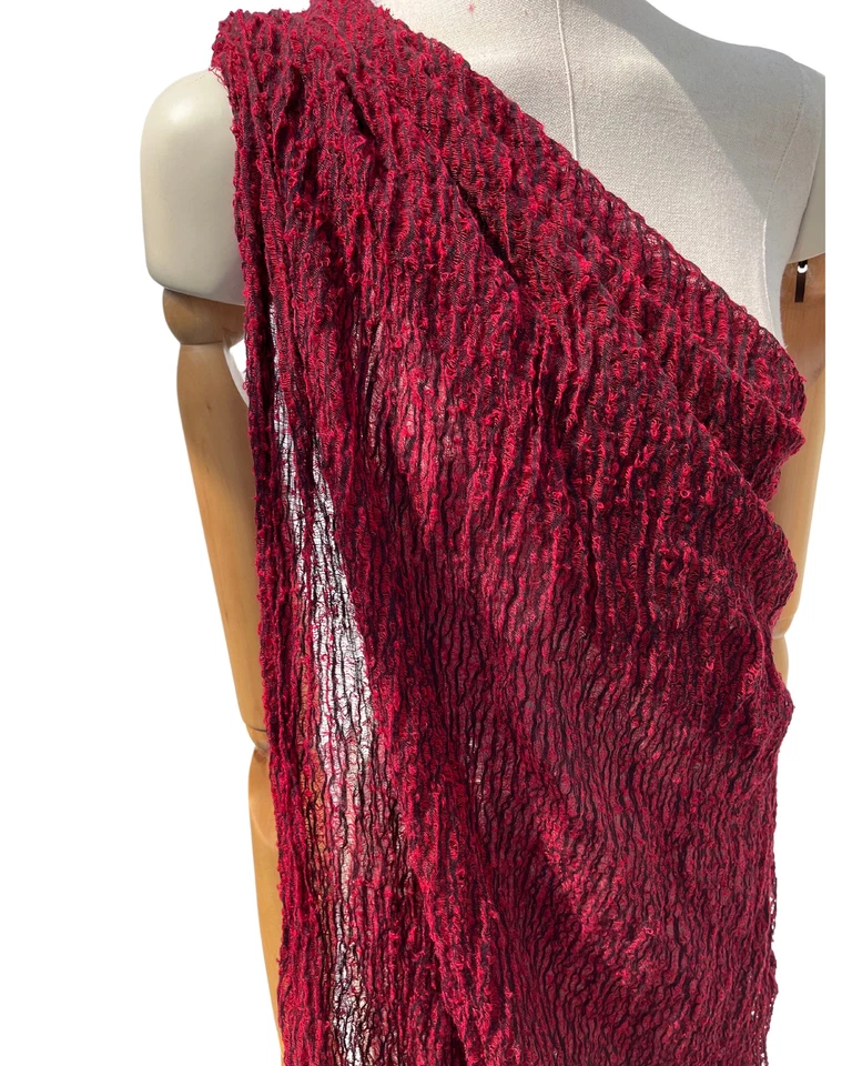 Red Color Textured Cotton Linen Blended Sewing Fabric By 2 Meters - Image 4 of 4