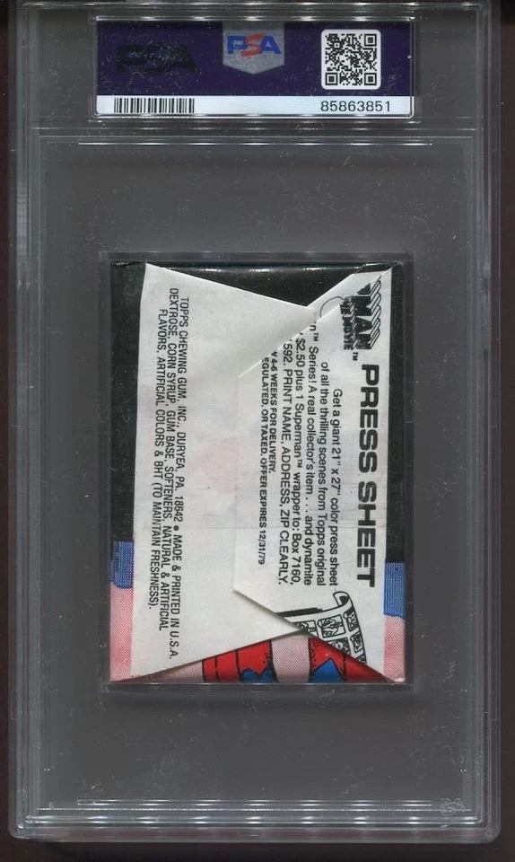 1978 TOPPS SUPERMAN THE MOVIE 1ST SERIES WAX PACK - PSA 8 NM-MT - NEW HOLDER !!! - Image 2 of 2