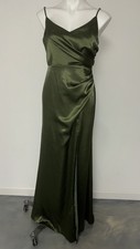Birdy Grey satin bridesmaid dress Sz M, olive Color Excellent N Clean Cond