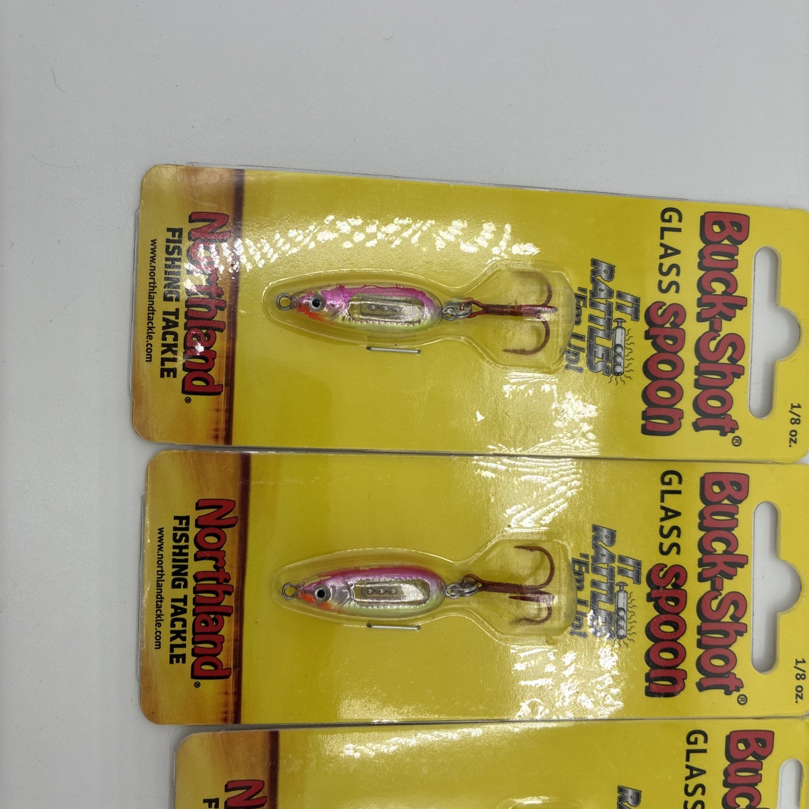 5 lures northland buck shot glass spoons rattles 1/8oz pink silver/ Perch - Image 2