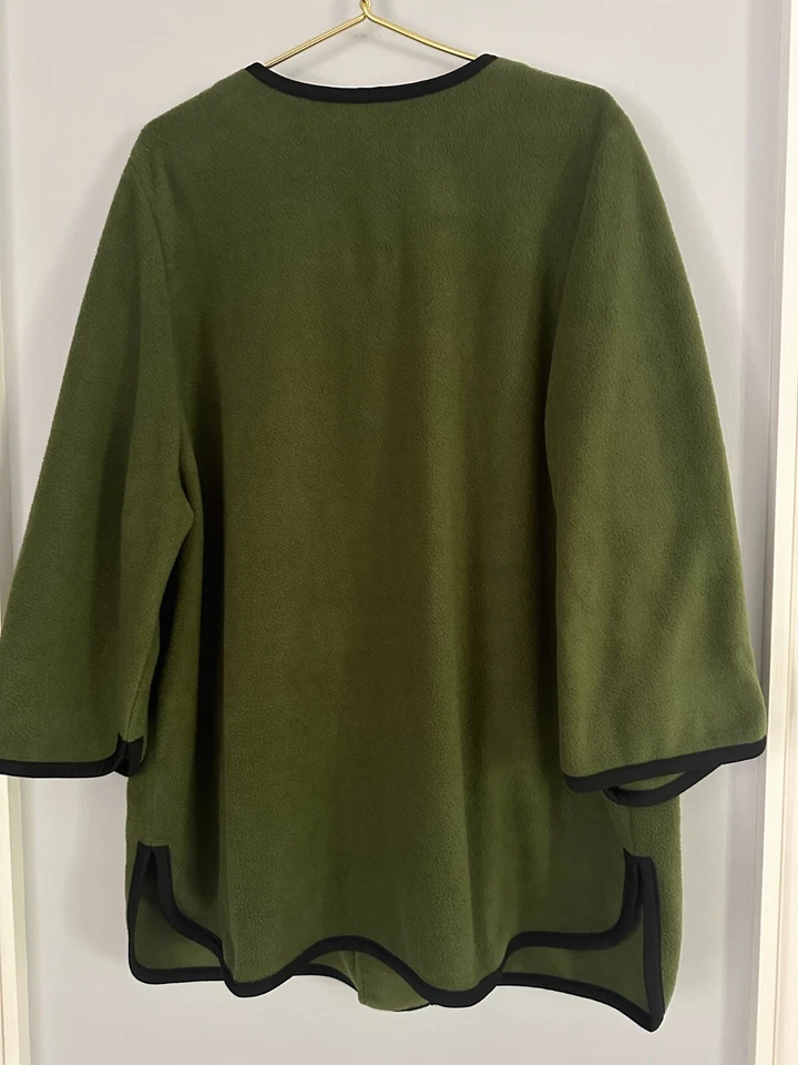 Chaqueta Bob Mackie Vintage Verde Polar Artística Bordada con Botones Borde Negro XL Foto 2 de 4