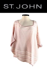 St John Knits Oversized Cocoon Poncho Sweater Dusty Rose Glitter EX-Large NWOT