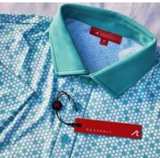 Redvanly Clyde Polo Shirt Mens XL Blue Geometric Golf Performance Dot Stretch