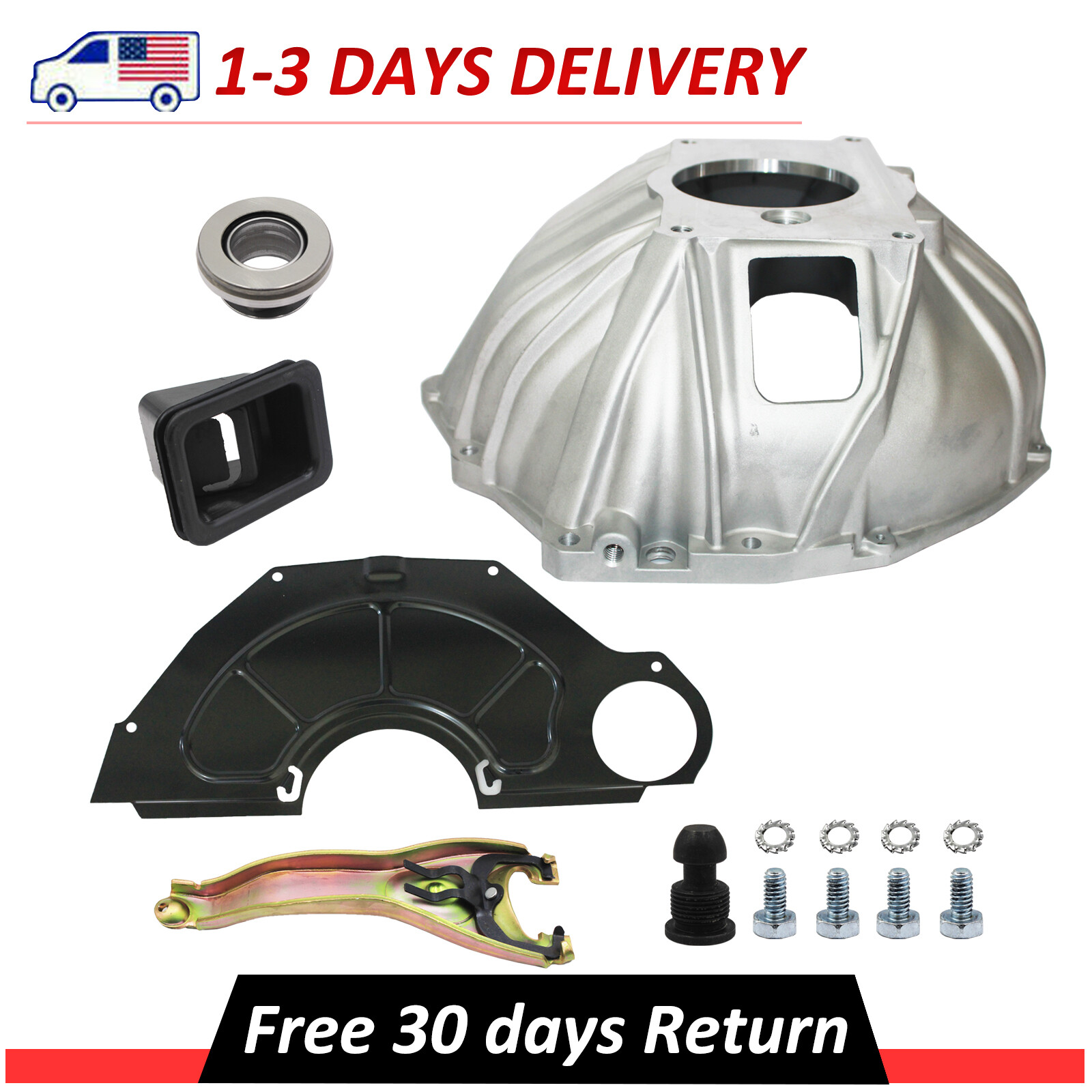 Bell Housing Kit ,11" Clutch Fork ,Throwout Bearing & Cover Fits Chevy