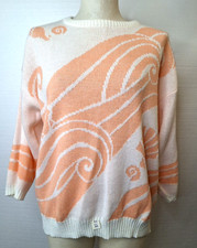 Vintage Sweater By Milestone Women's Size L  Knit Pink/Peach 3/4 Sleeve