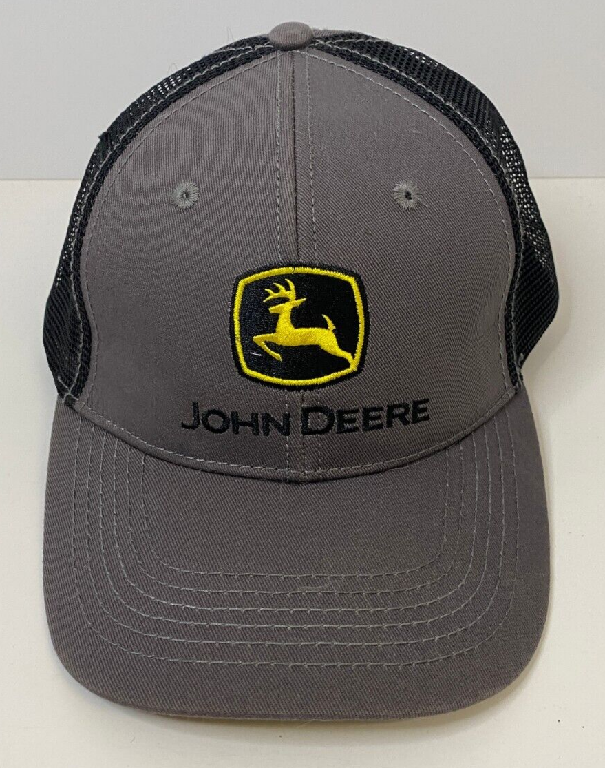 John Deere Mens Trucker Hat Snapback Mesh Back Green Logo Run Your World