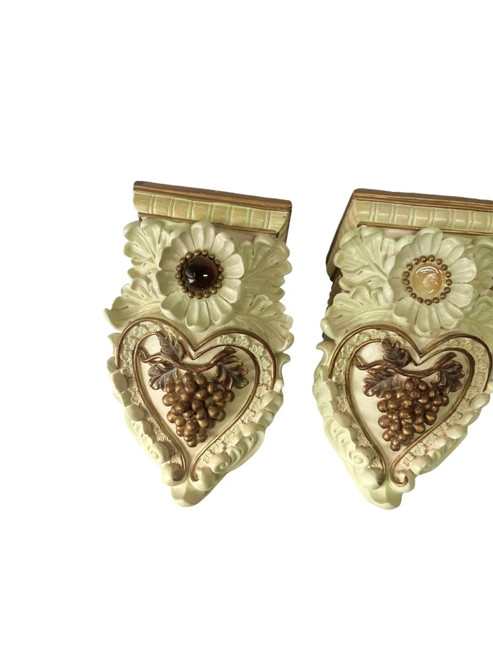 3 件树脂窗帘杆壁灯杆支架艺术装饰好莱坞摄政金葡萄 — 第 2/4 张图片