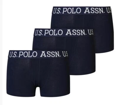 US POLO ASSN. US Polo Assn 3 Pack Boys Boxer Shorts 10-11 Years Navy Cotton Stretch