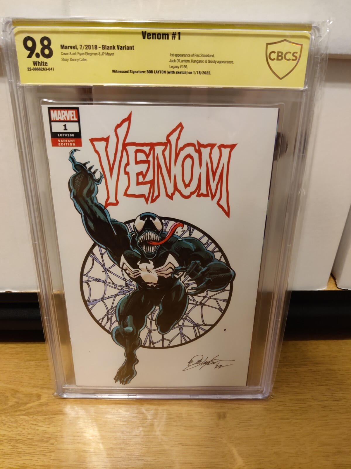 First Venom Venom #1 Blank FIRST VENOM Bob Layton SIGNED SKETCH CBCS NOT CGC ART ...