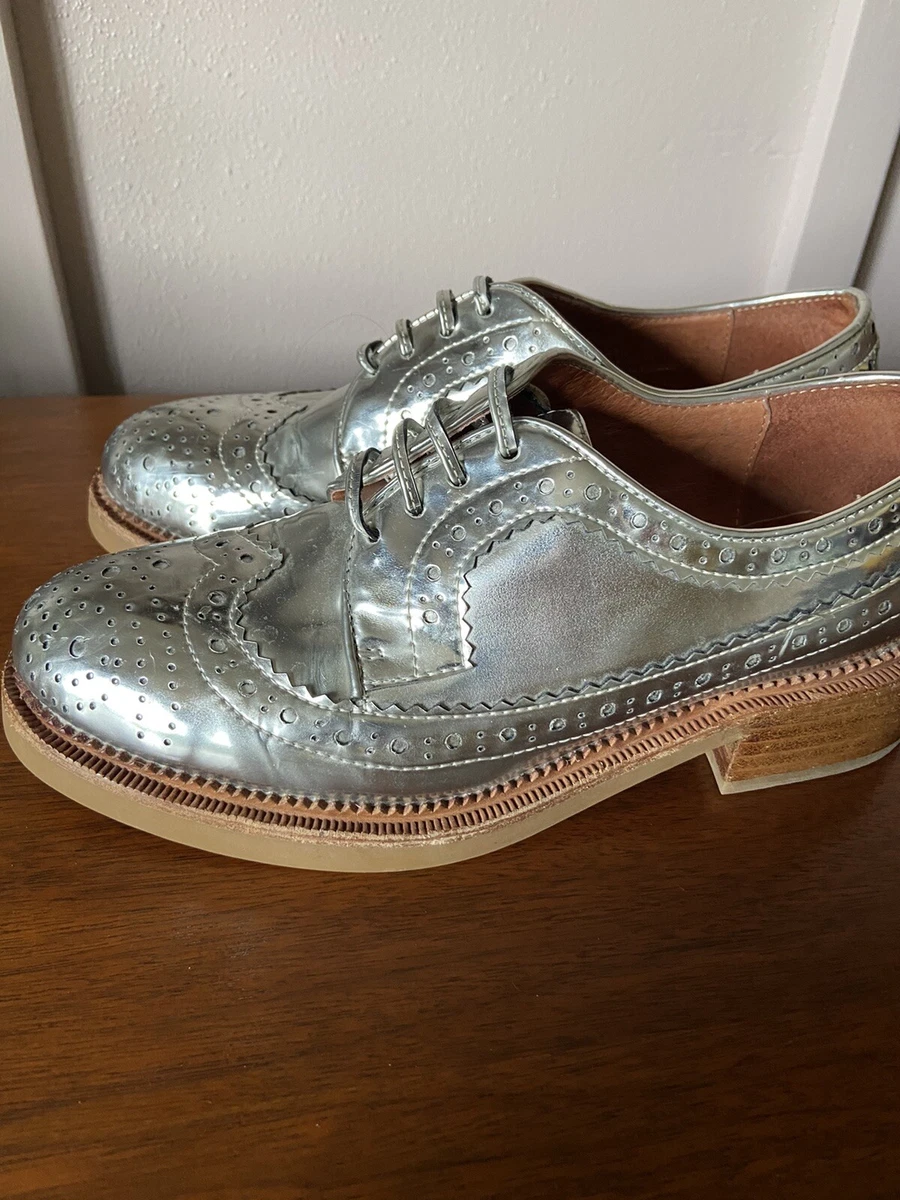 Jeffrey Campbell Silver Wingtip Derby Oxfords Jeffrey Campbell Oxford Lace Up Comfort Shoes for Women for  main image 4