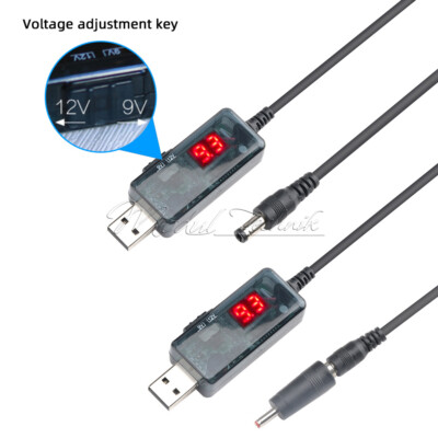 USB Boost Converter Cable 5V  to 9V 12V Voltage Display USB Step-up Connector
