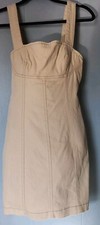 Urban Outfitters Womens Corduroy BodyCon Corset Mini Dress Cut Out Back Beige S