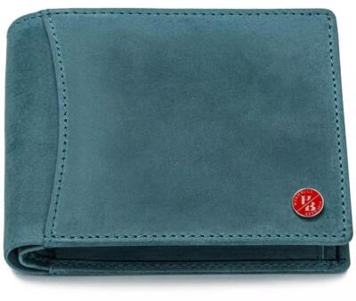 Genuine Leather Bifold Wallets For Men RFID Blocking Slim (MENS AQUA WALLET++)