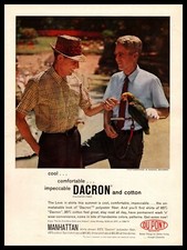 1960 Manhattan DuPont Dacron Shirts Nassau Bahamas Macaw Parrot Vintage Print Ad
