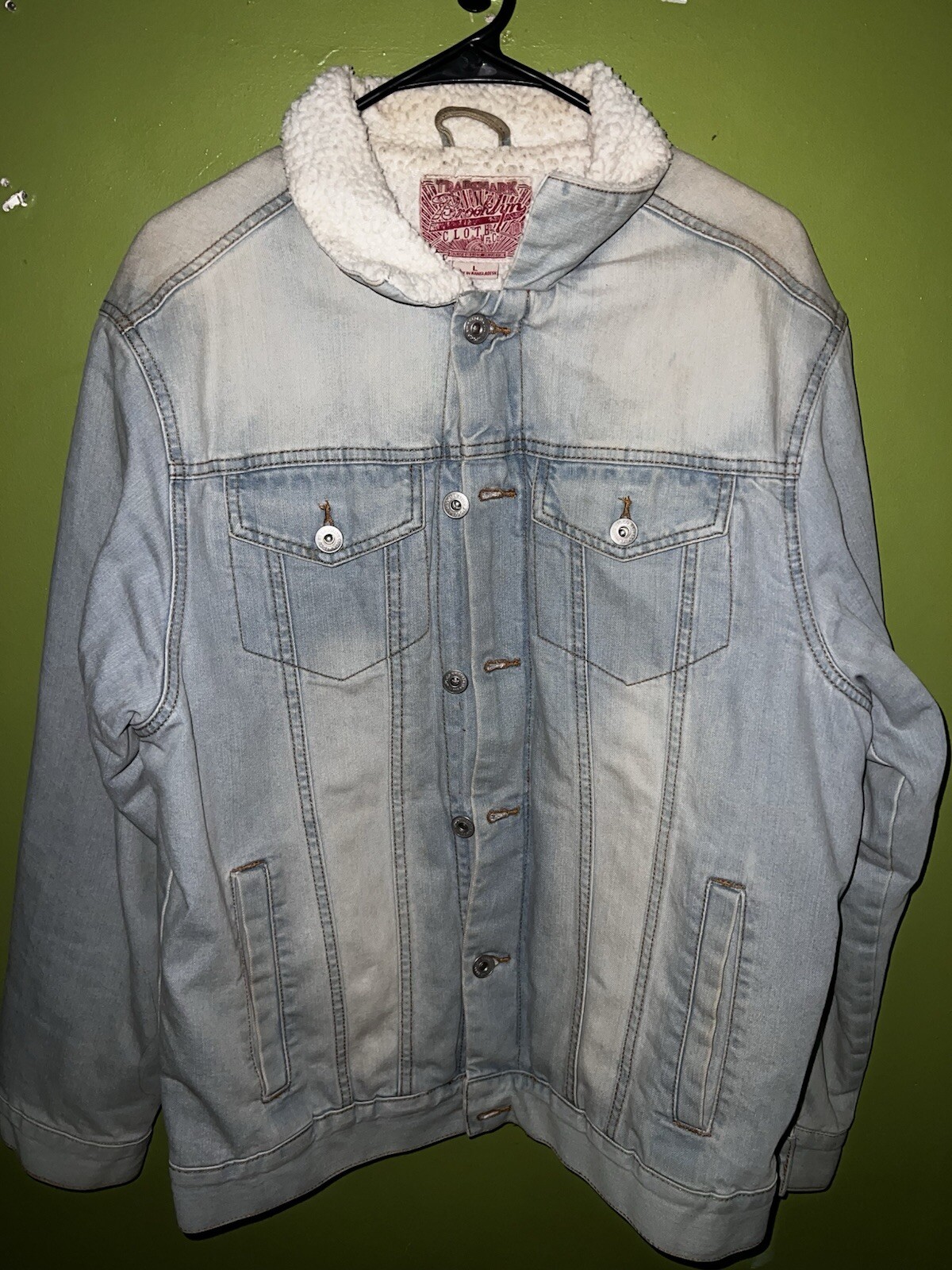Men's Light Blue Denim Trucker Jacket with Sherpa Lining