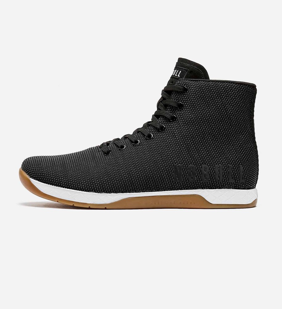NOBULL Men's High-Top Outwork Black White Gum SIZE 7.5 Training Shoes Sneakers