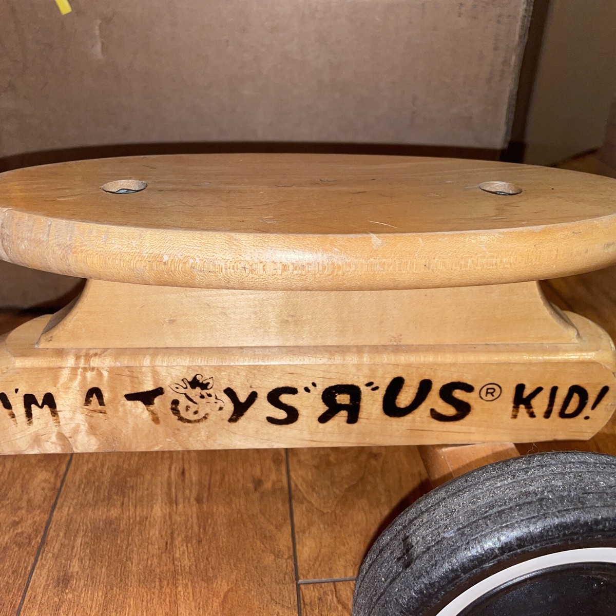 Vintage IM A TOYS R US KID Wooden Ride-On Bike W/ Tassels | eBay