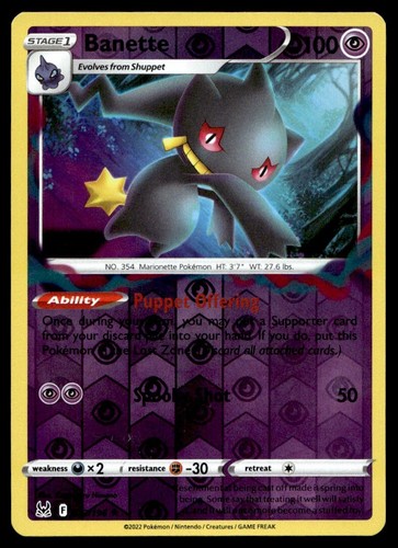 Banette 73/196 Pokemon Card Lost Origin Rare Reverse Holo 100 HP LP H29