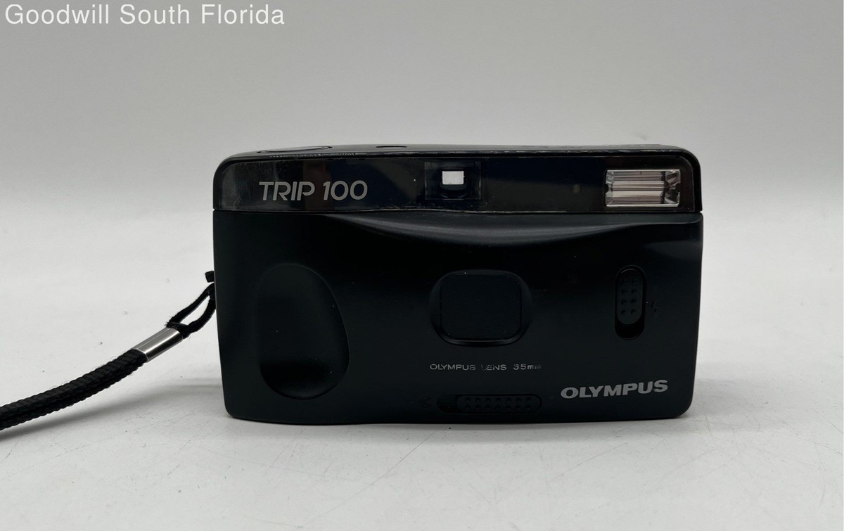 Olympus Trip 100 Black 35mm Focus Free Point Shoot Film Camera Not Tested