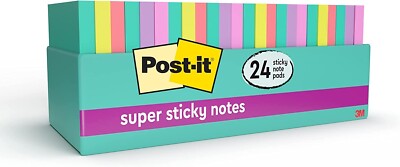 Post-it Super Sticky Pads in Miami Colors 3 x 3 Miami 70/Pad 24 Pads/Pack