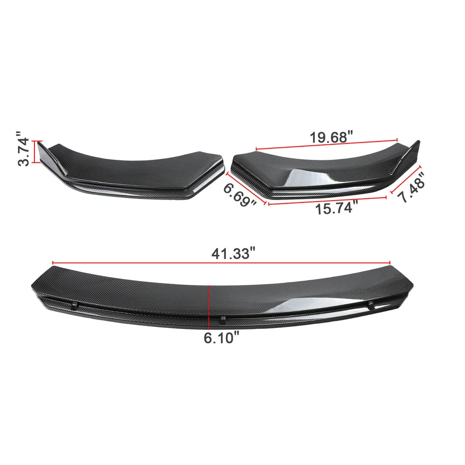 Carbon Fiber Front Bumper Lip Spoiler Splitter Strut Rods For Audi A3 2000-2023 - Изображение 3 из 4