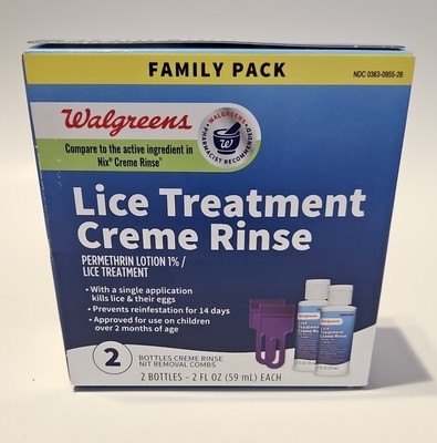 Lice Treatment Creme Rinse Family 2 Pack 4oz  Each Exp 12/2024 New Walgreens