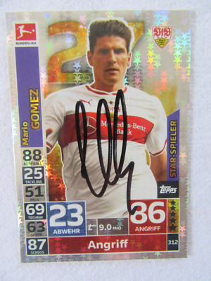 Mario Gomez -- signiert -- topps Match Attax Card 2018/19 Star-Spieler Stuttgart