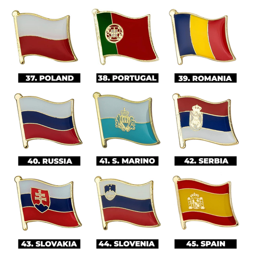 50+ European Countries | National Metal Enamel Flag Pins - Picture 6 of 7
