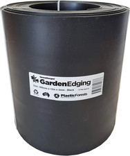 Plastic Lawn Edging-300mmx 12m x 3mm-Recycled Plastic - Black -Stop root runners