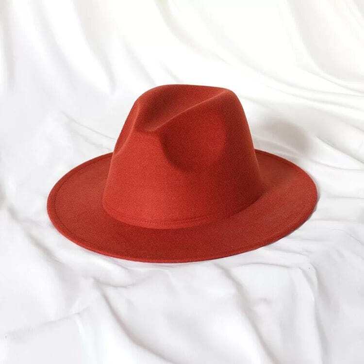 Rust-colored fedora hat for men stylish vintage accessory-image