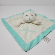 Mini Bean White Green Adorable Bear Baby Security Blanket Lovey